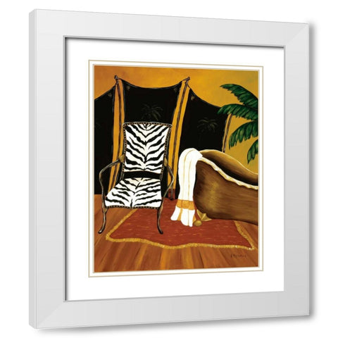 Safari Bath White Modern Wood Framed Art Print with Double Matting by Sewell, Krista