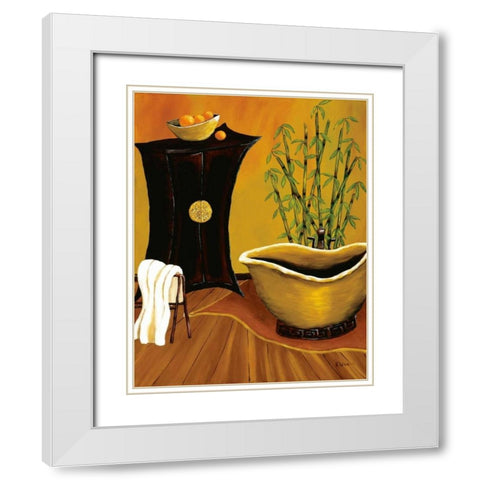 Asian Bath White Modern Wood Framed Art Print with Double Matting by Sewell, Krista