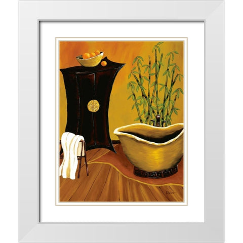 Asian Bath White Modern Wood Framed Art Print with Double Matting by Sewell, Krista