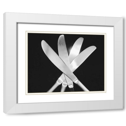 Knives White Modern Wood Framed Art Print with Double Matting by Feeley, Mike