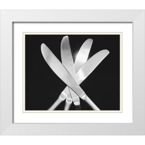 Knives White Modern Wood Framed Art Print with Double Matting by Feeley, Mike