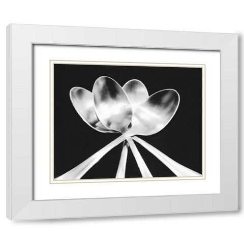 Spoons White Modern Wood Framed Art Print with Double Matting by Feeley, Mike