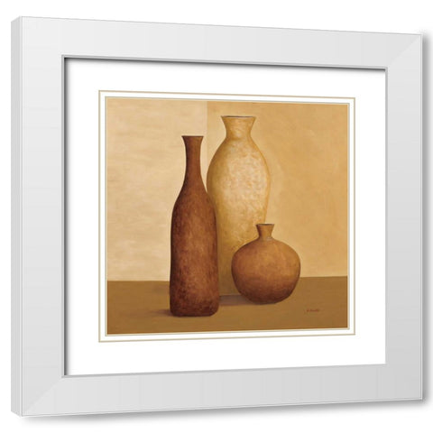 Simplistic I White Modern Wood Framed Art Print with Double Matting by Cometa, Emmanuel