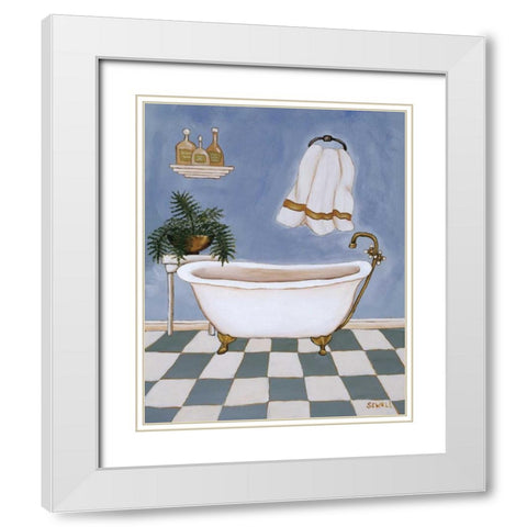 Blue Mood II White Modern Wood Framed Art Print with Double Matting by Sewell, Krista