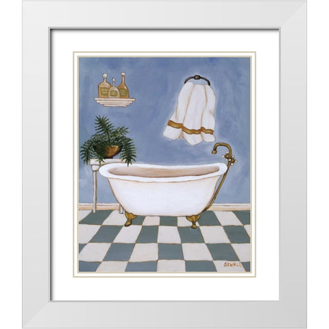 Blue Mood II White Modern Wood Framed Art Print with Double Matting by Sewell, Krista
