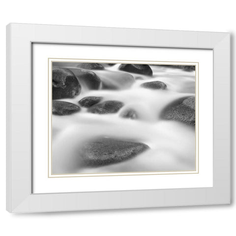 Misty Rocks II White Modern Wood Framed Art Print with Double Matting by LSH