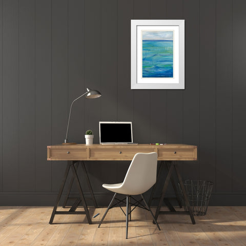 Deep Blue III White Modern Wood Framed Art Print with Double Matting by Eider, Georgia