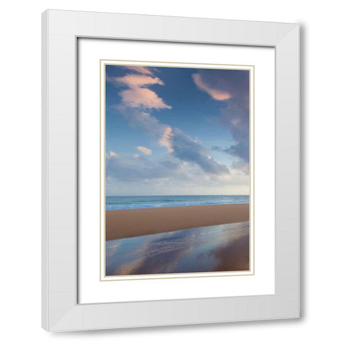 Secret Beach Sunrise I White Modern Wood Framed Art Print with Double Matting by Frates, Dennis
