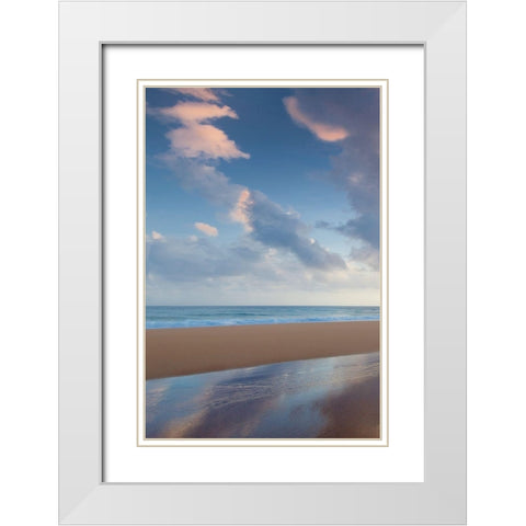 Secret Beach Sunrise I White Modern Wood Framed Art Print with Double Matting by Frates, Dennis