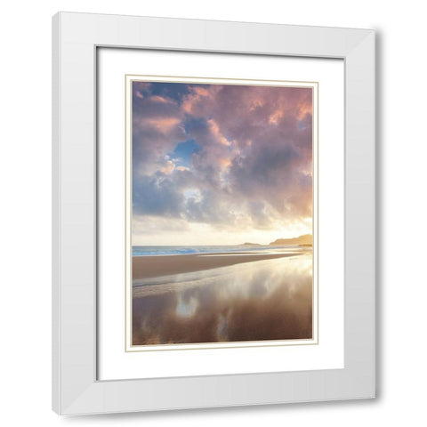 Secret Beach Sunrise II White Modern Wood Framed Art Print with Double Matting by Frates, Dennis
