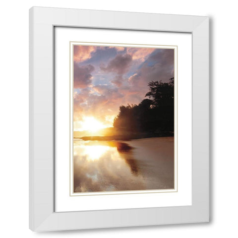 Secret Beach Sunrise III White Modern Wood Framed Art Print with Double Matting by Frates, Dennis