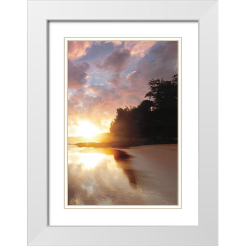 Secret Beach Sunrise III White Modern Wood Framed Art Print with Double Matting by Frates, Dennis