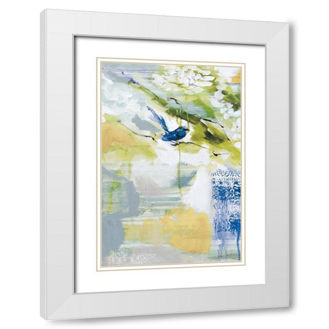 Blue Wrens I White Modern Wood Framed Art Print with Double Matting by Jones, A.