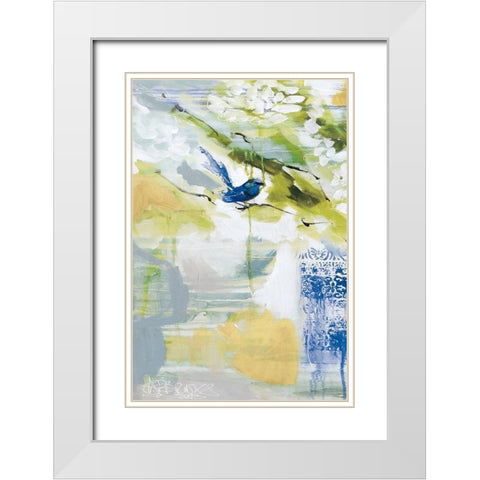 Blue Wrens I White Modern Wood Framed Art Print with Double Matting by Jones, A.