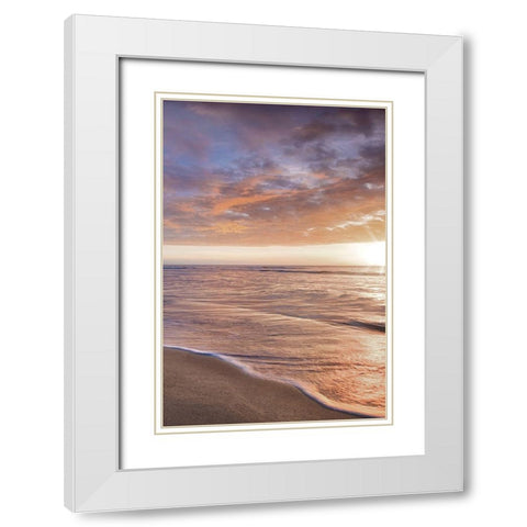 Kee Beach Sunset II White Modern Wood Framed Art Print with Double Matting by Frates, Dennis
