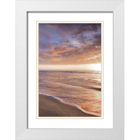 Kee Beach Sunset II White Modern Wood Framed Art Print with Double Matting by Frates, Dennis