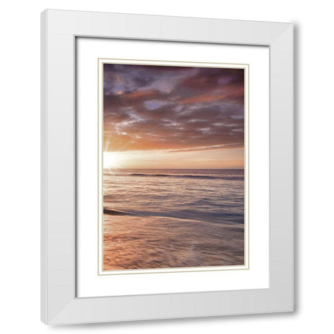 Kee Beach Sunset III White Modern Wood Framed Art Print with Double Matting by Frates, Dennis