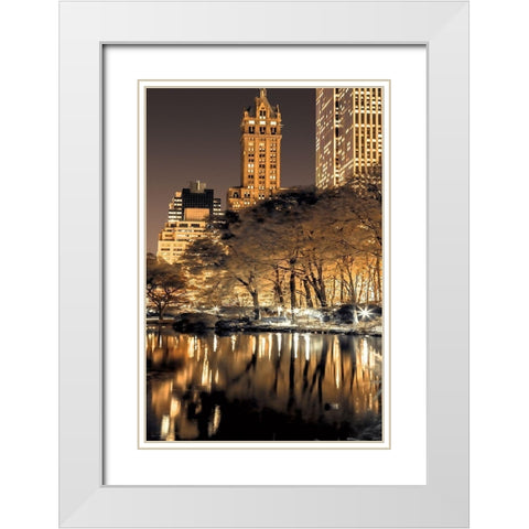 Central Park Glow II White Modern Wood Framed Art Print with Double Matting by Frank, Assaf