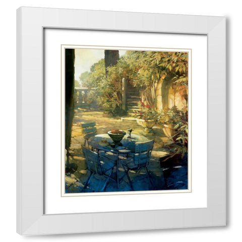 Sunlit Terrace Crillon le Brave White Modern Wood Framed Art Print with Double Matting by Craig, Philip
