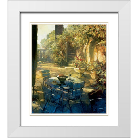 Sunlit Terrace Crillon le Brave White Modern Wood Framed Art Print with Double Matting by Craig, Philip