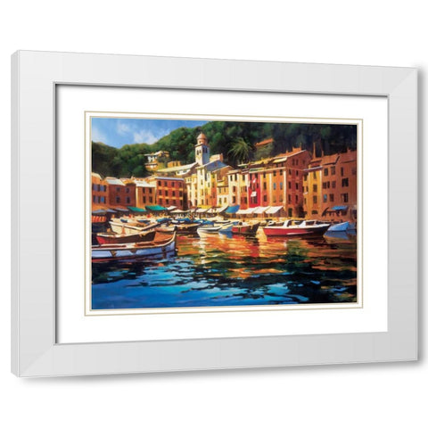 Portofino Colors White Modern Wood Framed Art Print with Double Matting by OToole, Michael
