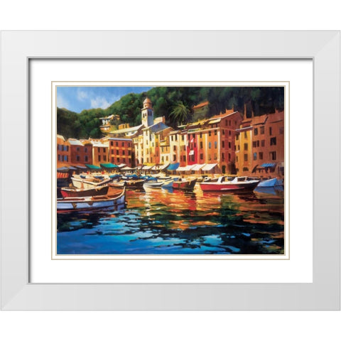 Portofino Colors White Modern Wood Framed Art Print with Double Matting by OToole, Michael