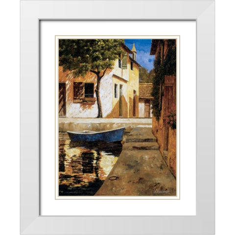 A Touch of Blue White Modern Wood Framed Art Print with Double Matting by Archambault, Gilles