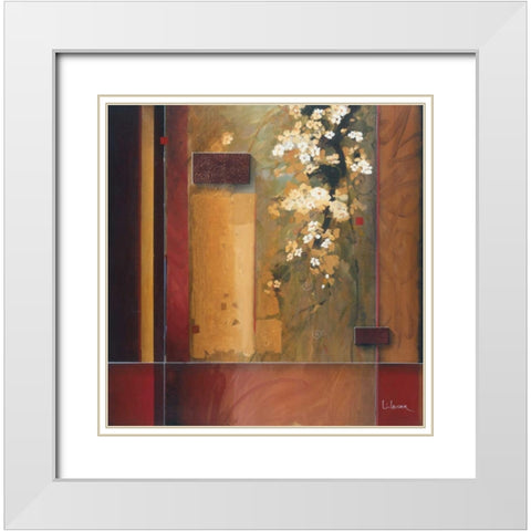 Summer Bloom White Modern Wood Framed Art Print with Double Matting by Li-Leger, Don
