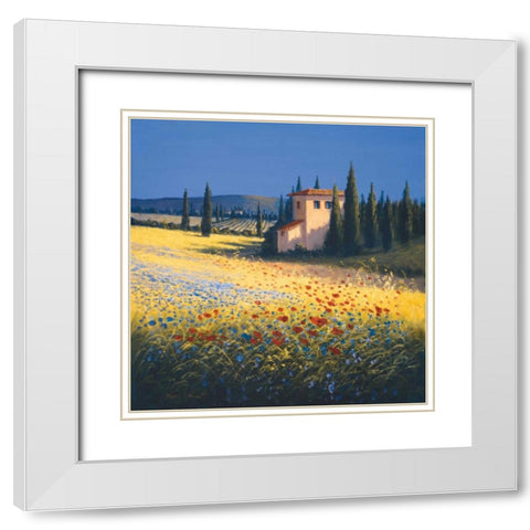 Summer Villa White Modern Wood Framed Art Print with Double Matting by Short, David