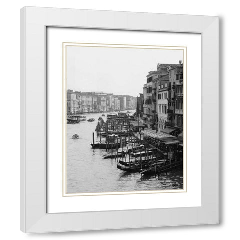 Array of Boats Venice White Modern Wood Framed Art Print with Double Matting by Schick, Cyndi