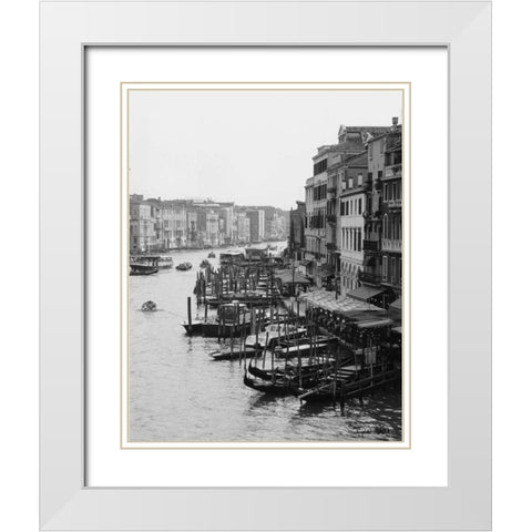 Array of Boats Venice White Modern Wood Framed Art Print with Double Matting by Schick, Cyndi