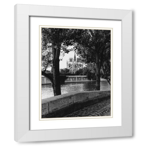 Notre Dame White Modern Wood Framed Art Print with Double Matting by Davidson, Clay