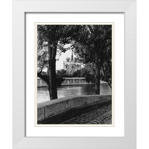 Notre Dame White Modern Wood Framed Art Print with Double Matting by Davidson, Clay