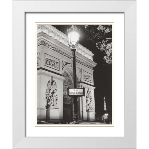 Place Charles de Gaulle White Modern Wood Framed Art Print with Double Matting by Davidson, Clay