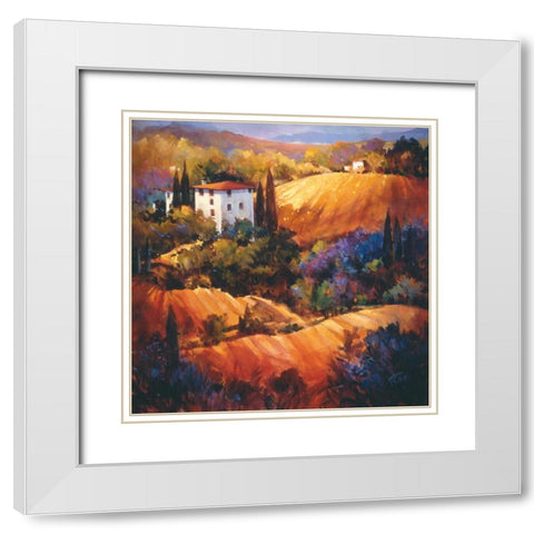 Evening Glow Tuscany White Modern Wood Framed Art Print with Double Matting by OToole, Nancy