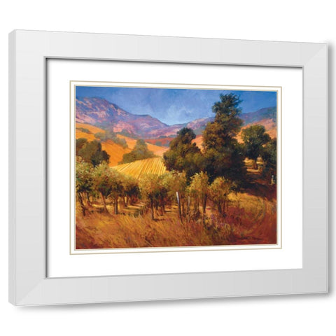 Southern Vineyard Hillside White Modern Wood Framed Art Print with Double Matting by Craig, Philip
