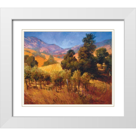 Southern Vineyard Hillside White Modern Wood Framed Art Print with Double Matting by Craig, Philip