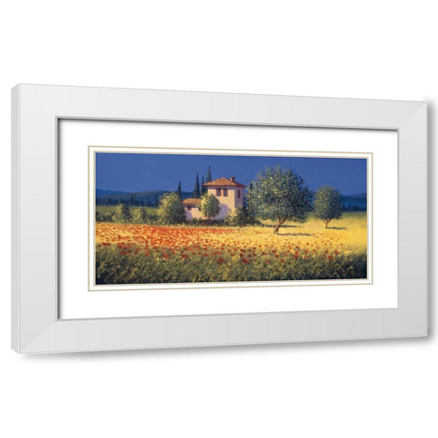 Summer Field I White Modern Wood Framed Art Print with Double Matting by Short, David