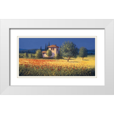 Summer Field I White Modern Wood Framed Art Print with Double Matting by Short, David