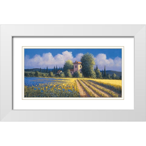 Summer Fields II White Modern Wood Framed Art Print with Double Matting by Short, David