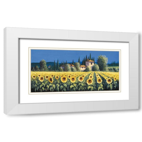 Summer Blooms White Modern Wood Framed Art Print with Double Matting by Short, David
