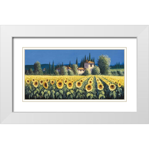 Summer Blooms White Modern Wood Framed Art Print with Double Matting by Short, David
