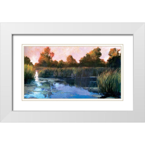 The Lily Pond White Modern Wood Framed Art Print with Double Matting by Craig, Philip