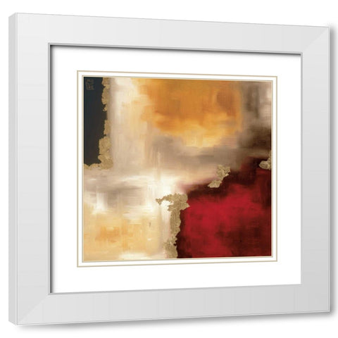 Crimson Accent I White Modern Wood Framed Art Print with Double Matting by Maitland, Laurie
