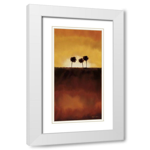 Sunset Palm I White Modern Wood Framed Art Print with Double Matting by Venter, Tandi