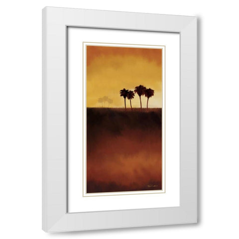 Sunset Palm II White Modern Wood Framed Art Print with Double Matting by Venter, Tandi