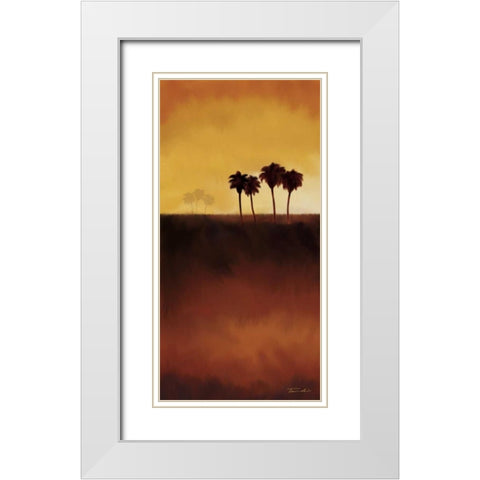 Sunset Palm II White Modern Wood Framed Art Print with Double Matting by Venter, Tandi