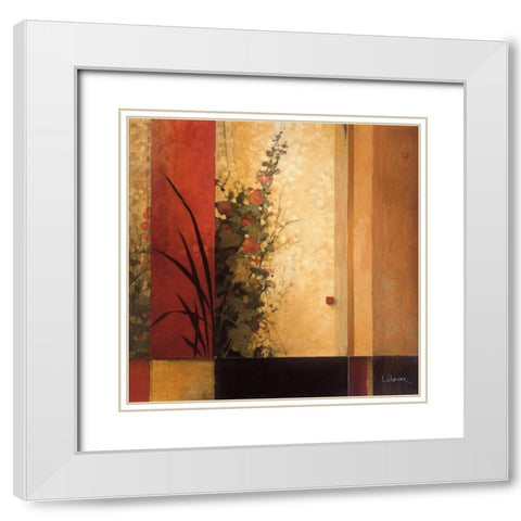 Hollyhock Garden White Modern Wood Framed Art Print with Double Matting by Li-Leger, Don
