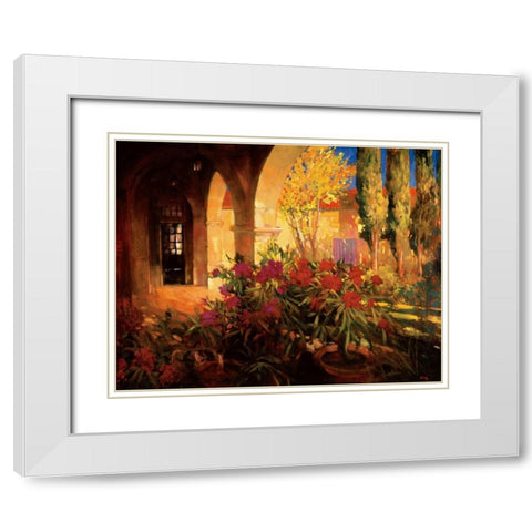 Twilight Courtyard White Modern Wood Framed Art Print with Double Matting by Craig, Philip