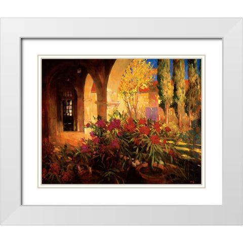 Twilight Courtyard White Modern Wood Framed Art Print with Double Matting by Craig, Philip
